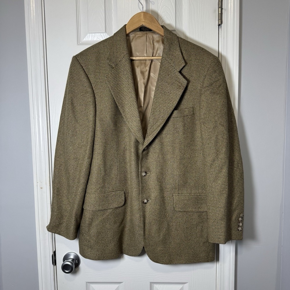 Oscar de la Renta Mens Plaid Blazer 41R Colombia Silk Wool Sport Coat Jacket